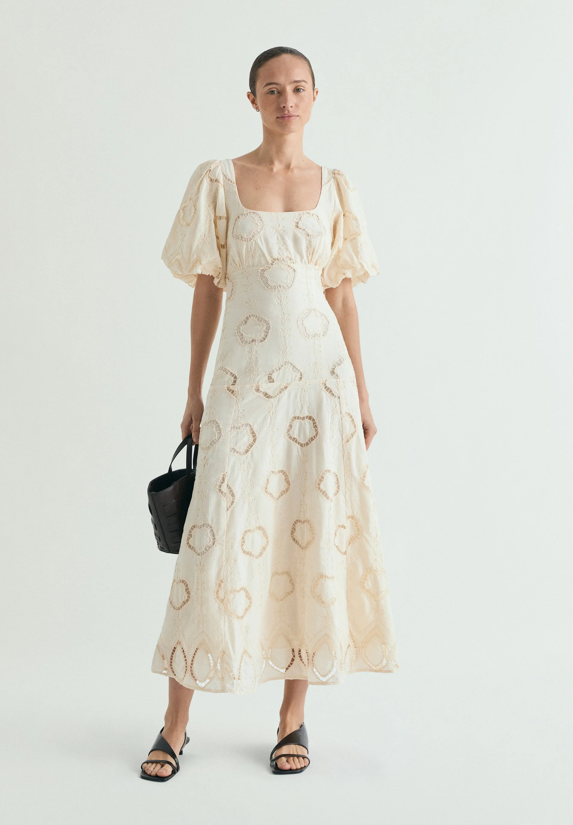 VESTIDO MIDI MANGAS ABULLONADAS - Image 2